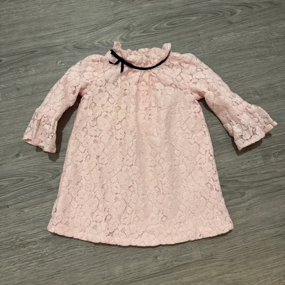 Janie and Jack Sz.2T Pink Lace Bell Sleeves Ruffle Neckline Lined Dress LNC